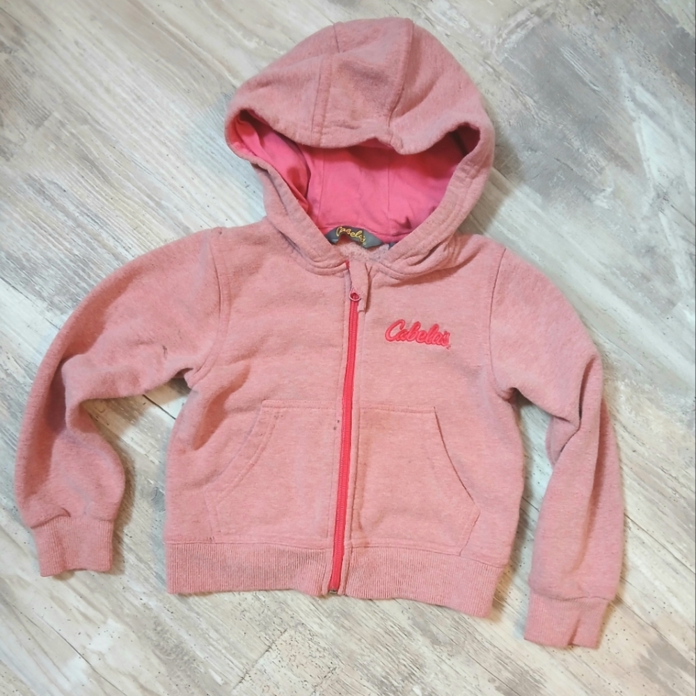 Cabela's Girl's Pink Zip-Up Hoodie Sweatshirt 3T
